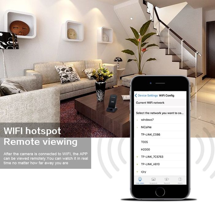 Încărcător wireless fast charger cu camera spion ascunsa,Wifi,,Full HD