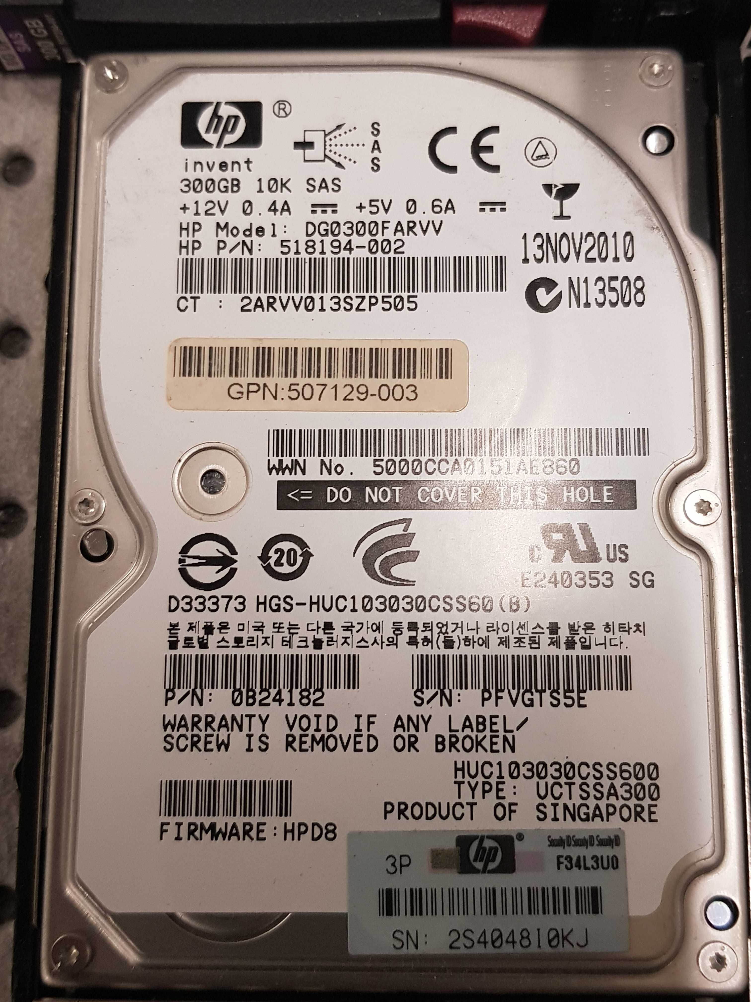 Hard disk SAS server HP 300 GB