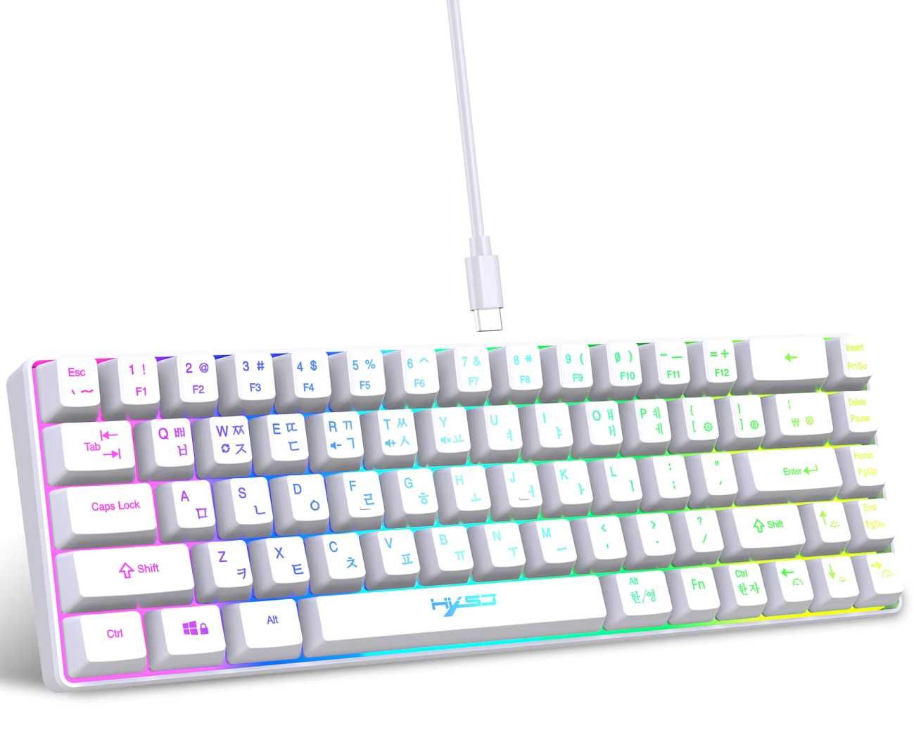 Гейминг клавиатура HXSJ, 68 Keys, RGB, (бяла)