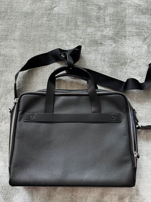 Porsche design черна кожена чанта за лаптоп оригинална мъжка