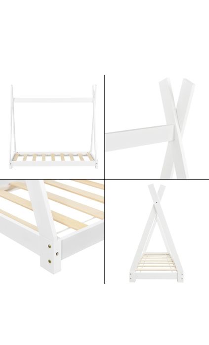 Patut Montessori stil cort teepee lemn cu salteluta 80x160