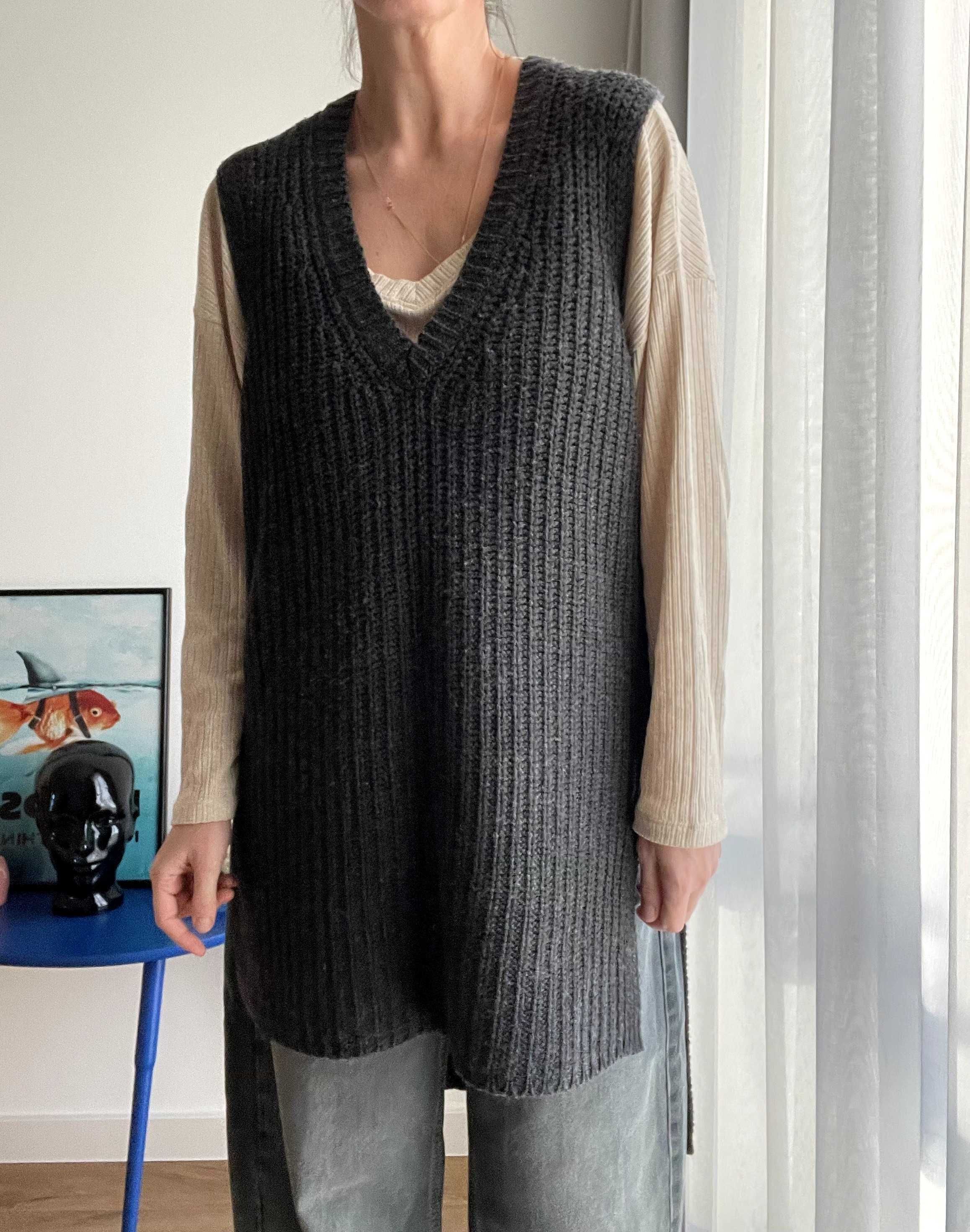 Дамска дълга жилетка на BCBG Max Azria от памук и вълна размер S/M