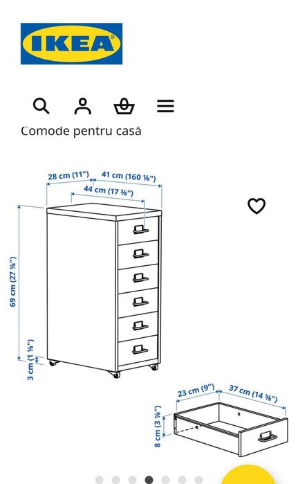 Dulap metalic cu sertare Helmer Ikea.