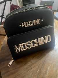 Moschino portofel și geanta neagra de umar cosmetica