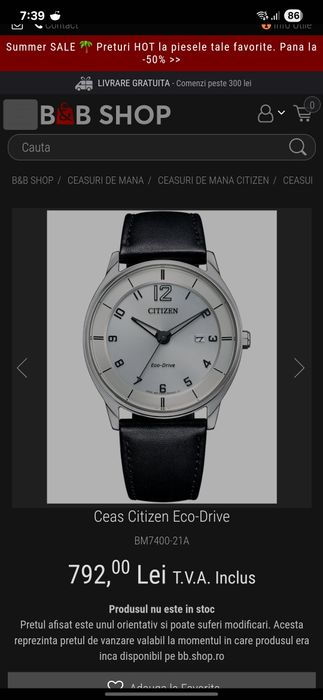 Citizen eco drive (panou solar) 1 curea cadou.