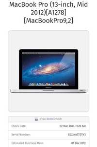 Macbook pro A1278 mid 2012 I5