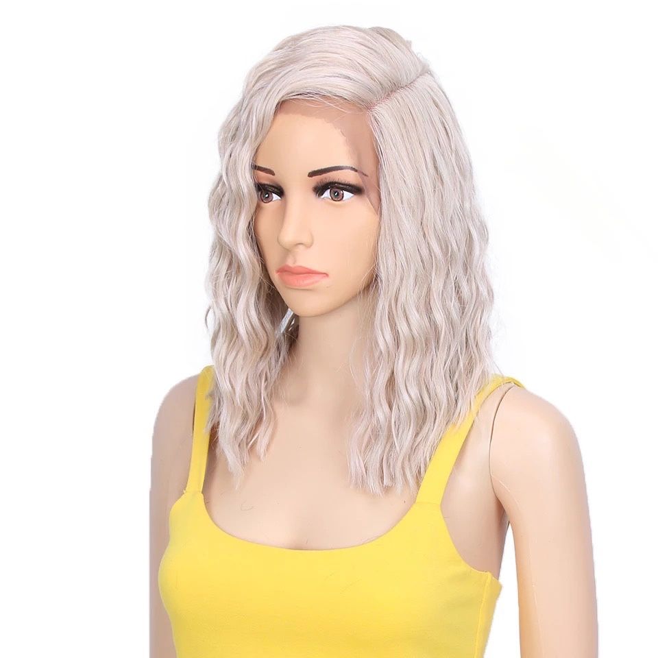 Peruca F97 FRONT LACE Blonda bob gri Silver Blond Deschis platinata
