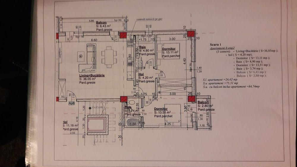 apartament 3 camere, 2019 – zona 1 Mai, 85mp,