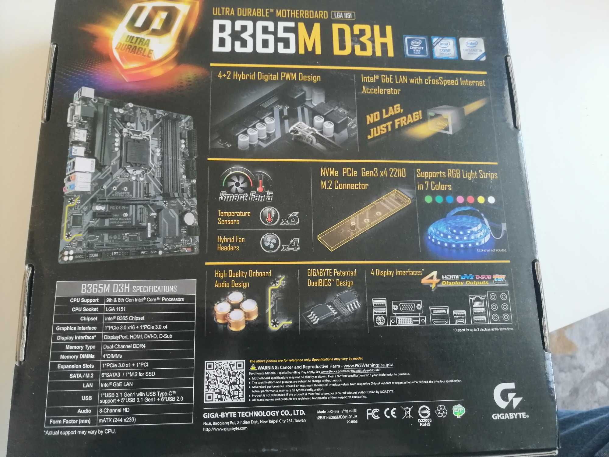 Дъно, Процесор, RAM и SSD - Gigabyte B365M,i5-9500,32GB RAM,512GB SSD
