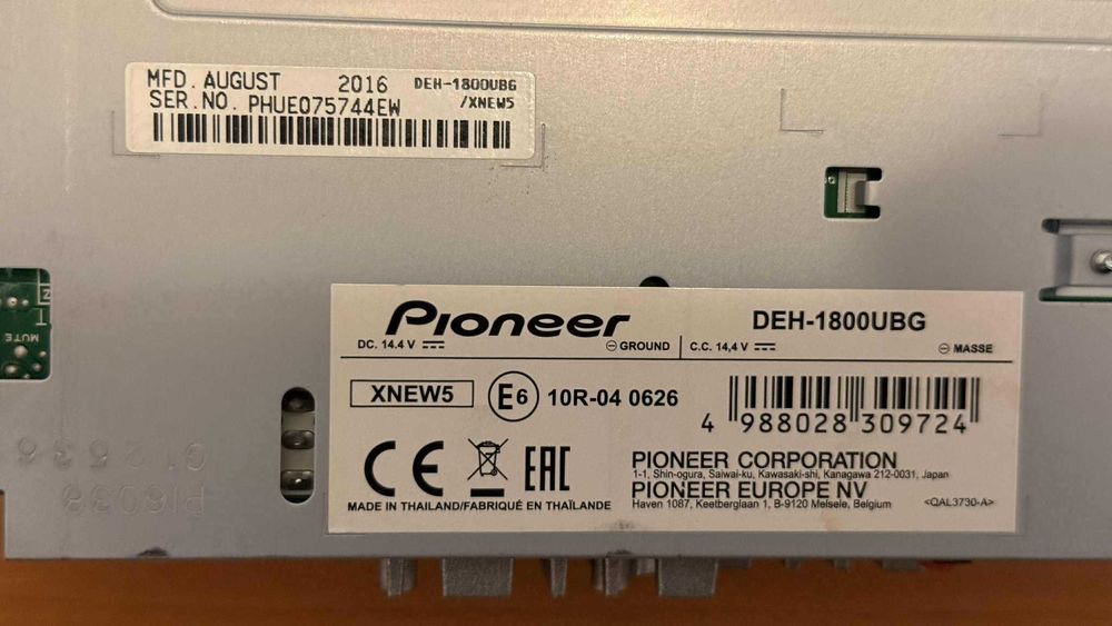 CD Player Auto PIONEER DEH-1800UBG