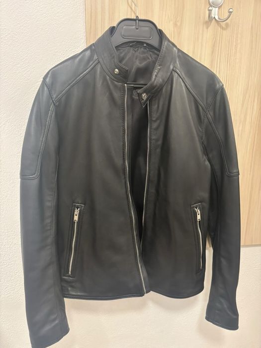 Мъжко кожено яке Mango - 100% кожа, С размер