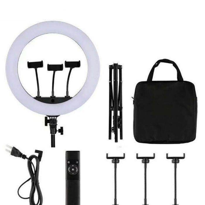 Lampa circulara 36cm RING LIGHT LED HQ14N, geanta, trepied, suport