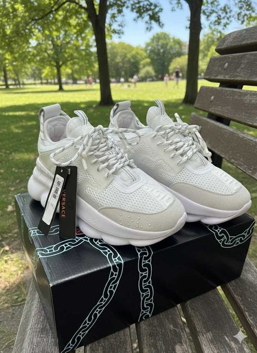 Versace Chain Reaction Alb - Adidasi Premium Piele - Full Box