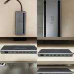 docking station usb-c deltaco 12 în 1 – hdmi, vga, lan, usb, sd
