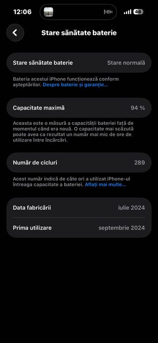 Iphone 15 pro gri 128gb inca in garantie pana in septembrie 2026