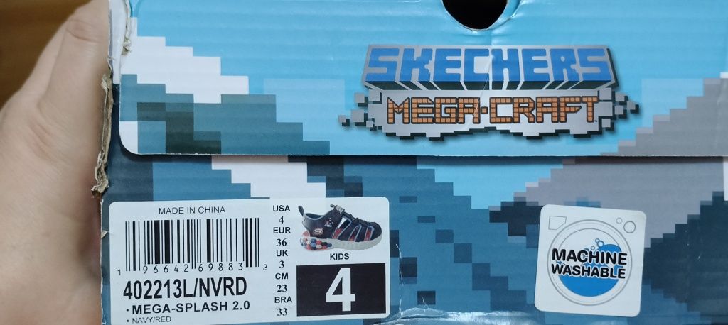 Sandale copii baieti MEGA SPLASH 2.0 402213L NAVY/RED, Skechers, 36 EU