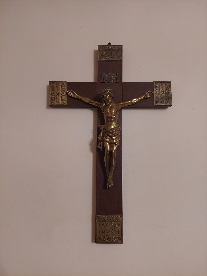 Crucifix din lemn cu bronz