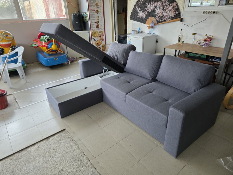 Чисто нови ъглови дивани, разтегателни с ракла