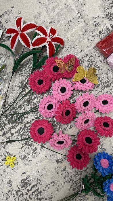 Синельная проволока, готовые цветы, фурнитуры