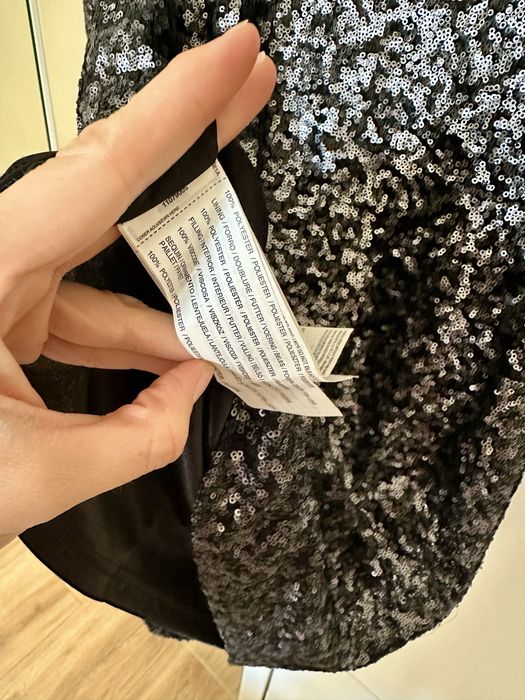 Mango черна рокля с пайети