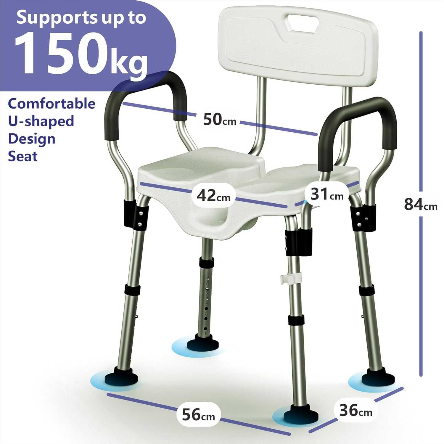 Scaun reglabil baie si dus din aluminiu, max 150kg, REDUS de la 550RON