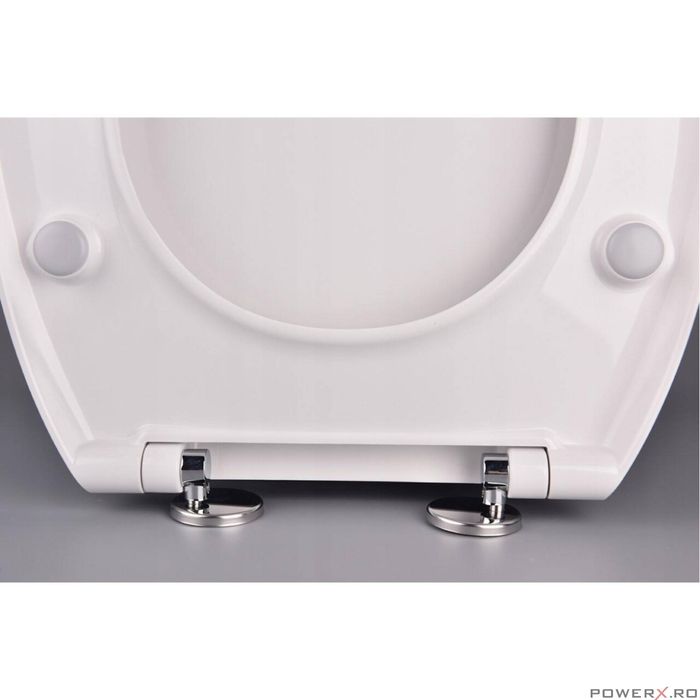 Capac de WC alb-auriu, inchidere silentioasa, duroplast, 37,5x42