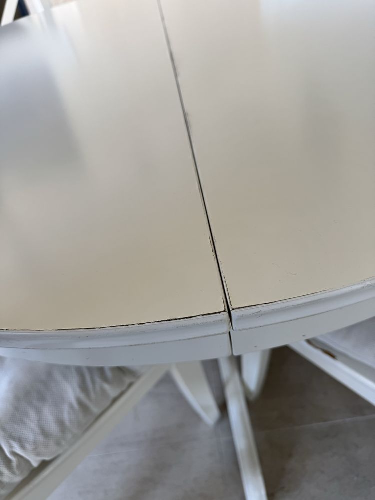 INGATORP Masă extensibilă cu 4 scaune alb, 110/155 cm