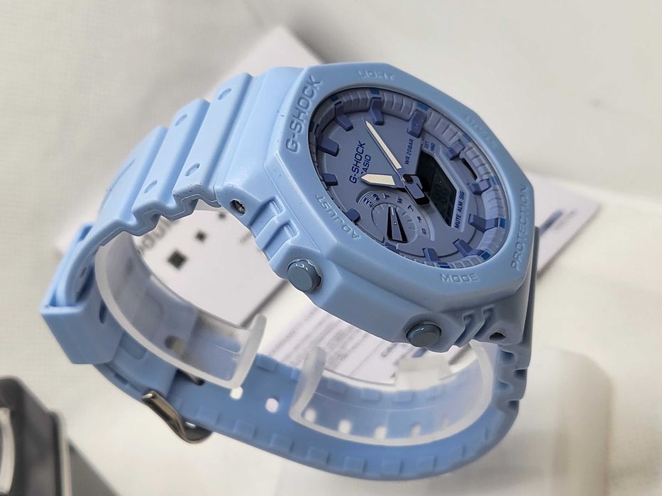 Ceas Sport Casio G-Shock GA-2100 Neon Blue – Nou, Garanție 2 Ani