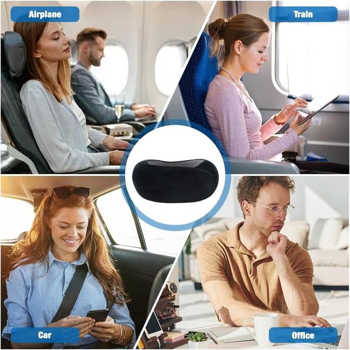 Mineup възглавница за пътуване от мемори пяна за самолет и кола черна