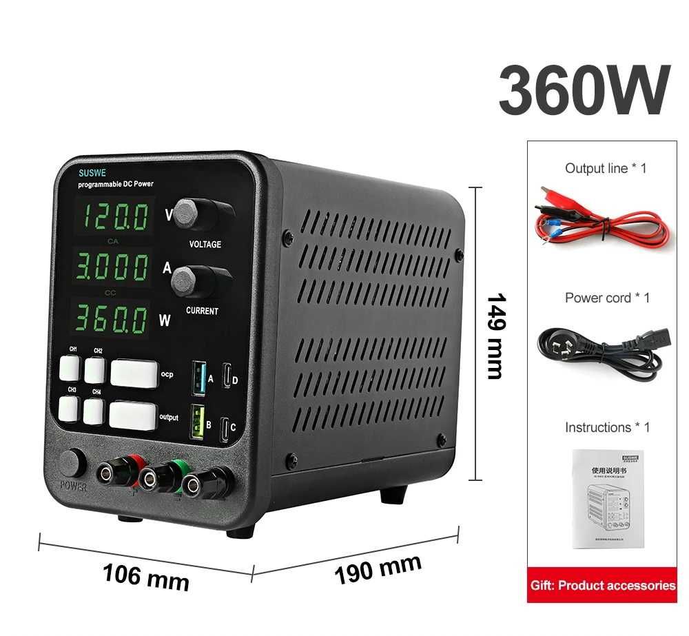 Sursa laborator de curent continuu programabila 120V 3A 360W