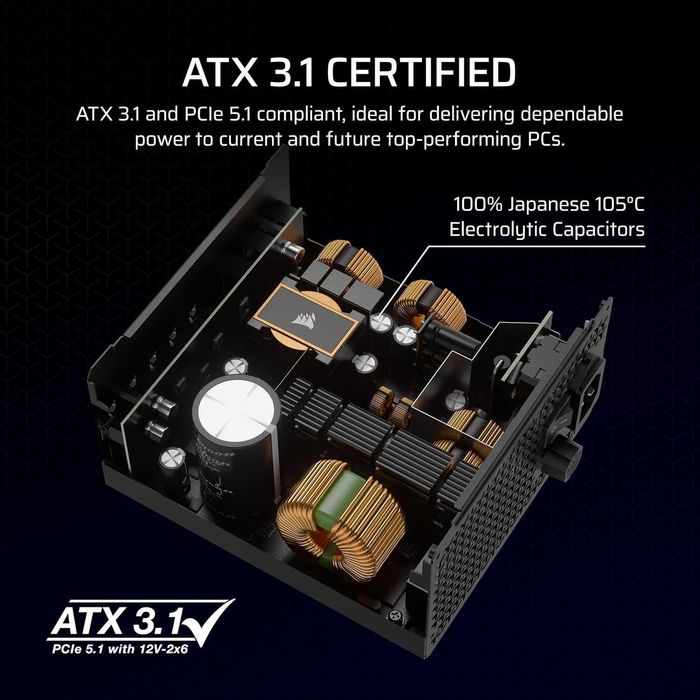 Sursa Corsair RM850x,Cybenetics Gold,850W,ATX 3.1,Full Modular,sigilat