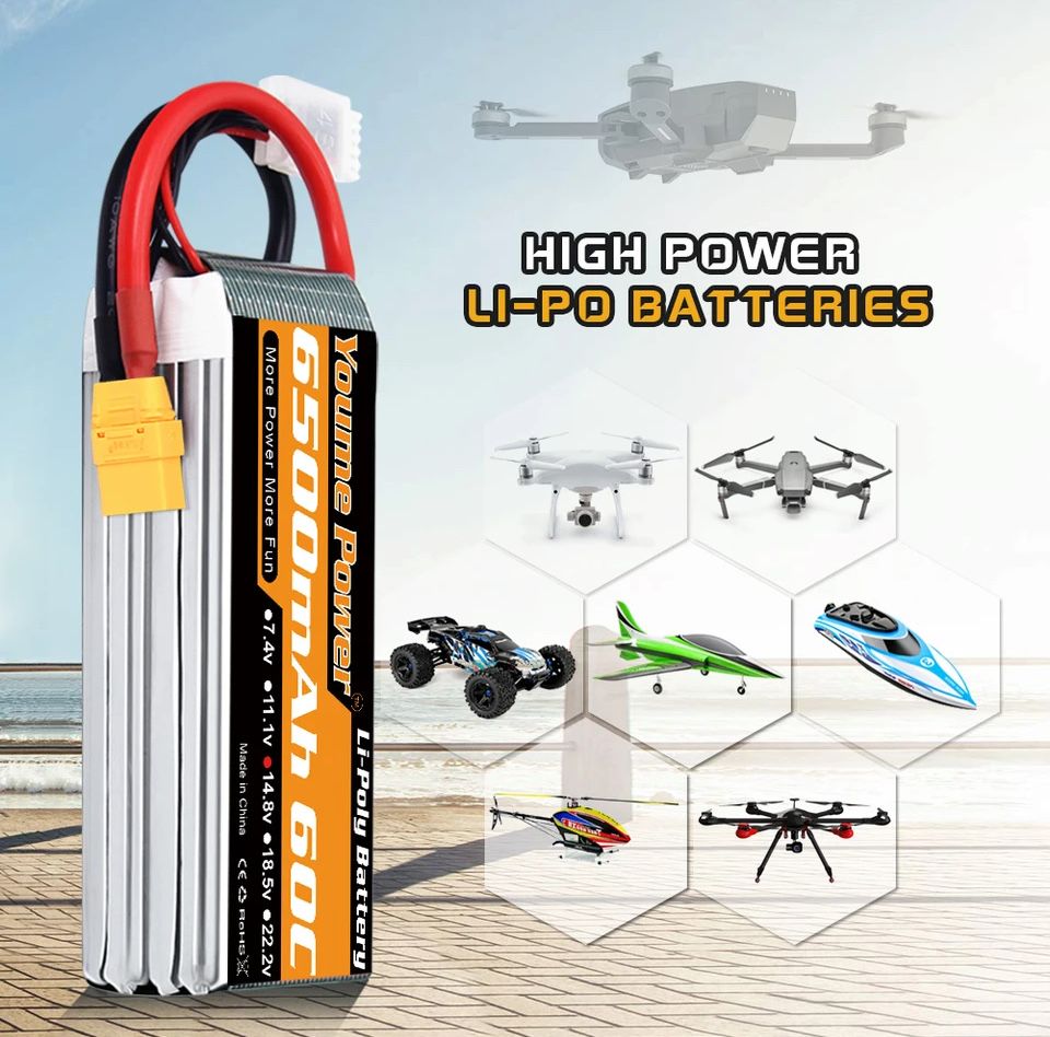 RC car Lipo Battery 14.8V 6500mah 60C T Deans EC5 XT60