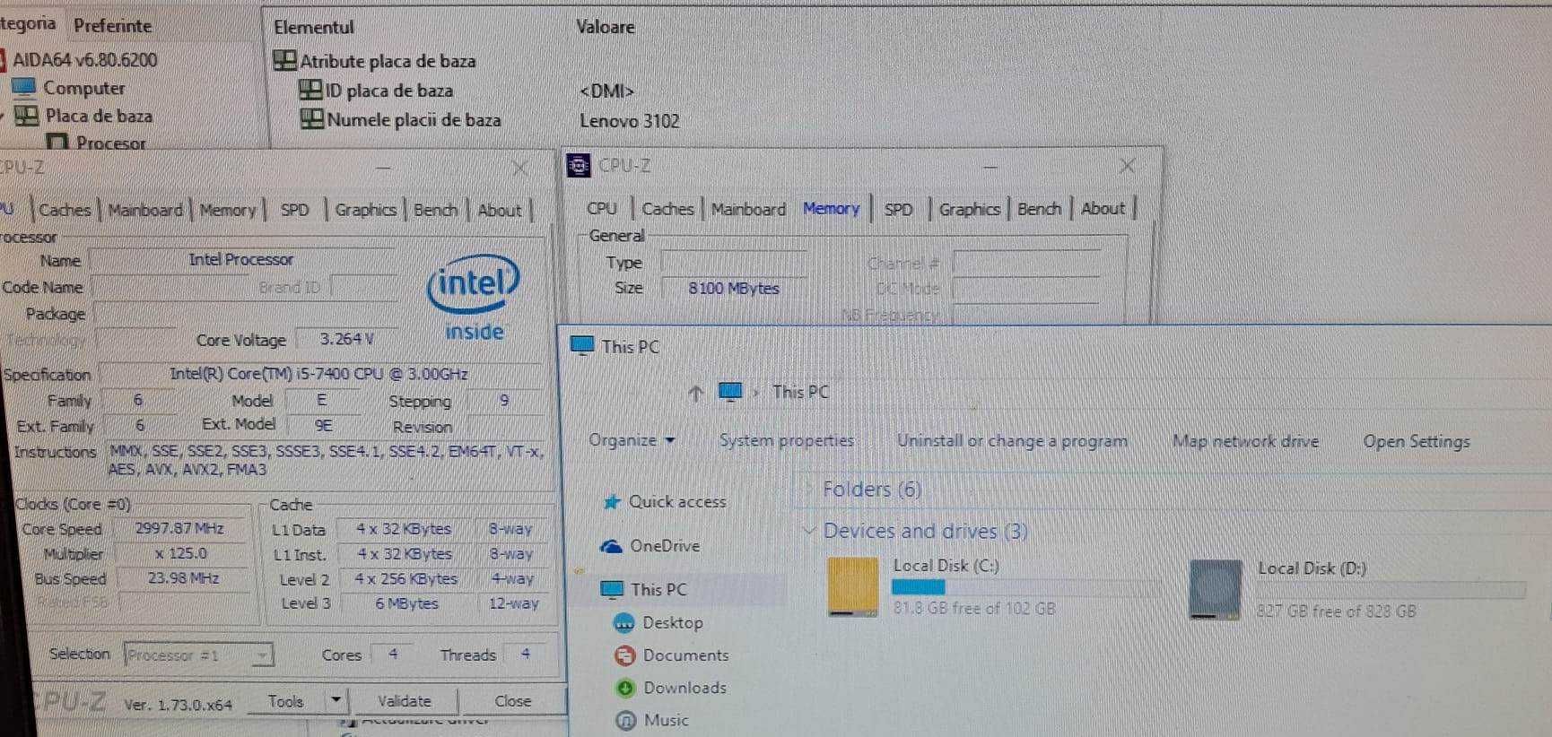 PC i5 7400 - 3.0 GHz / 8 GB Ram/ HDD 1 TB
