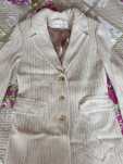 Palton lung tweed crem bej mix lana Minuet Max Mara Massimo Dutti