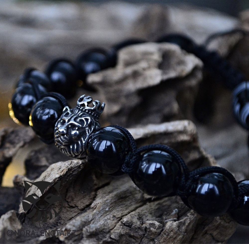 Мужские браслеты из натуральных камней с бусинами дзи