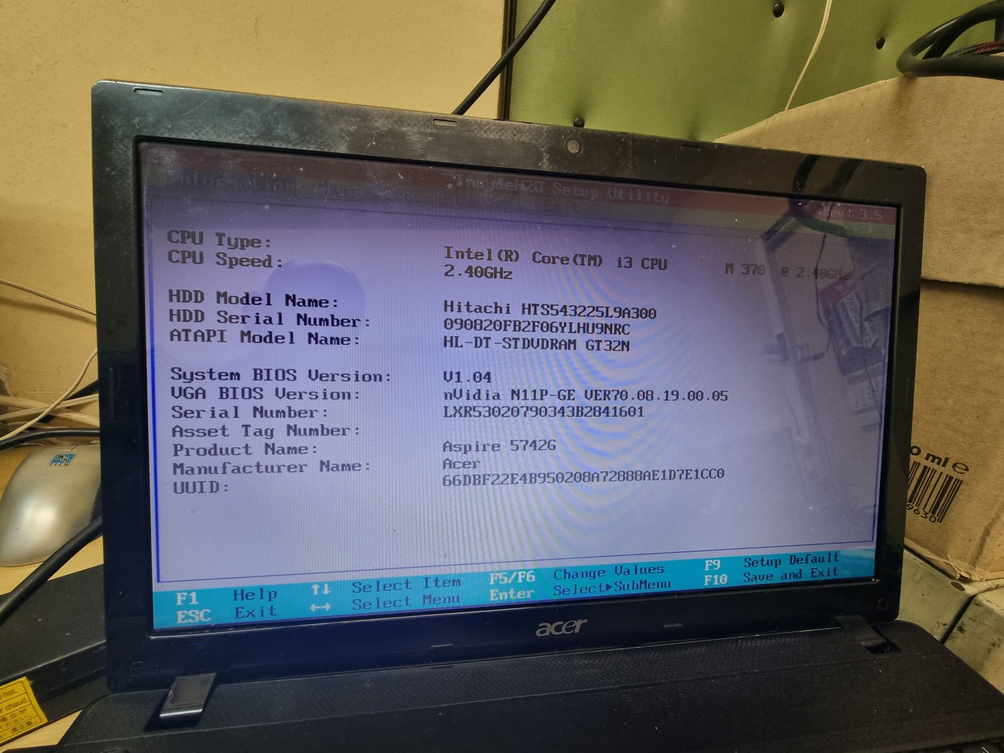 Лаптоп за части acer aspire 5742