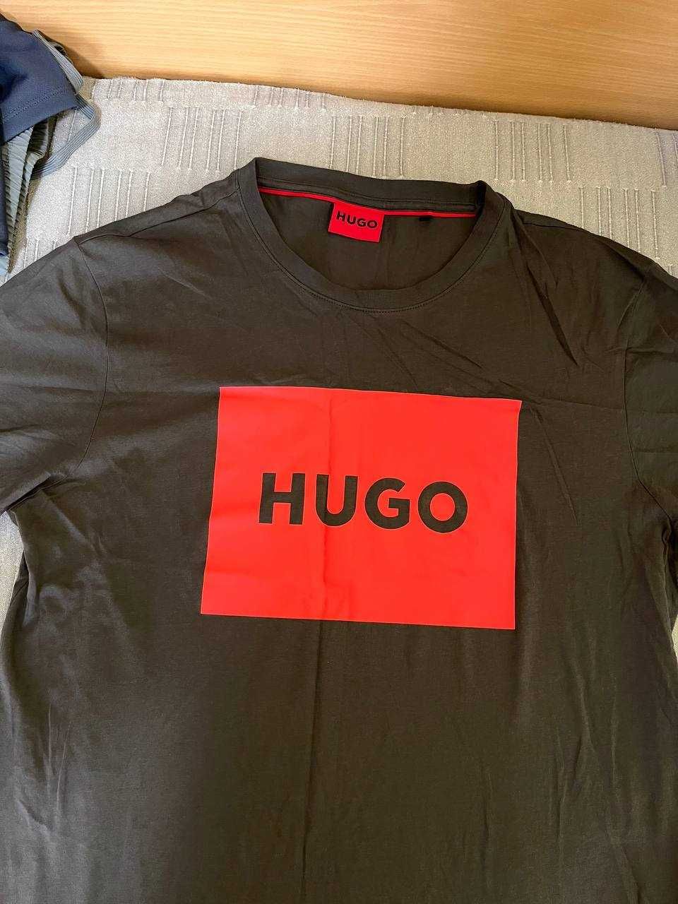 тениска HUGO - размер L / цвят - сив