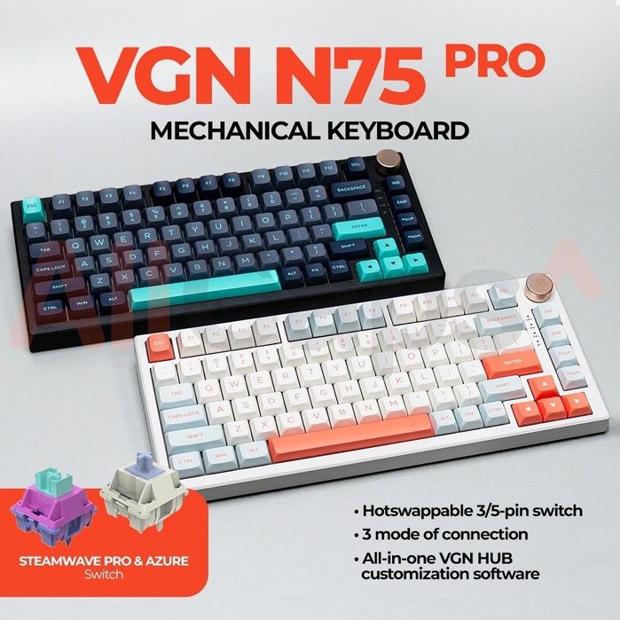 Оригинал! VGN N75 PRO Wireless Беспроводная Механическая Клавиатура