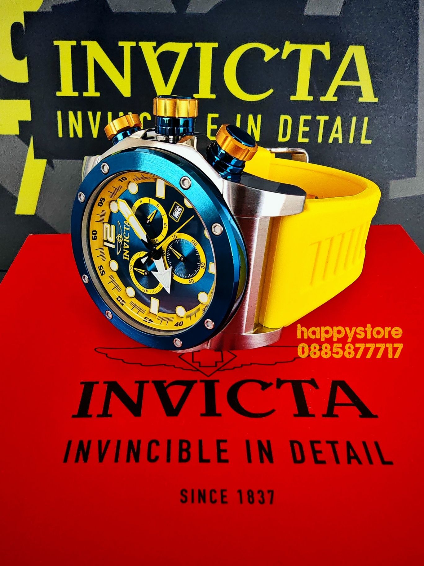 часовник INVICTA Sea Hunter Yellow 54 mm, Инвикта нов ръчен часовник