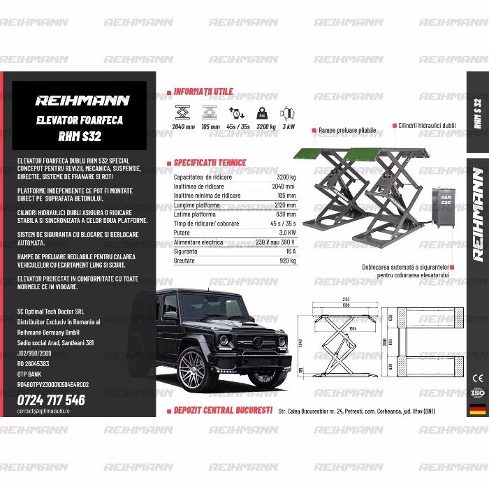 Elevator auto REIHMANN Tip Dublu Foarfeca RHM S32