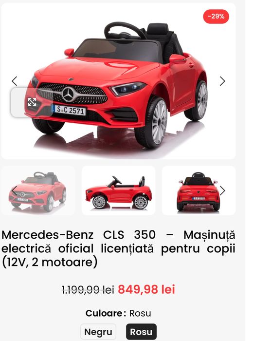 Mașinuță electrică Mercedes-Benz-Doar predare personala in Bucuresti