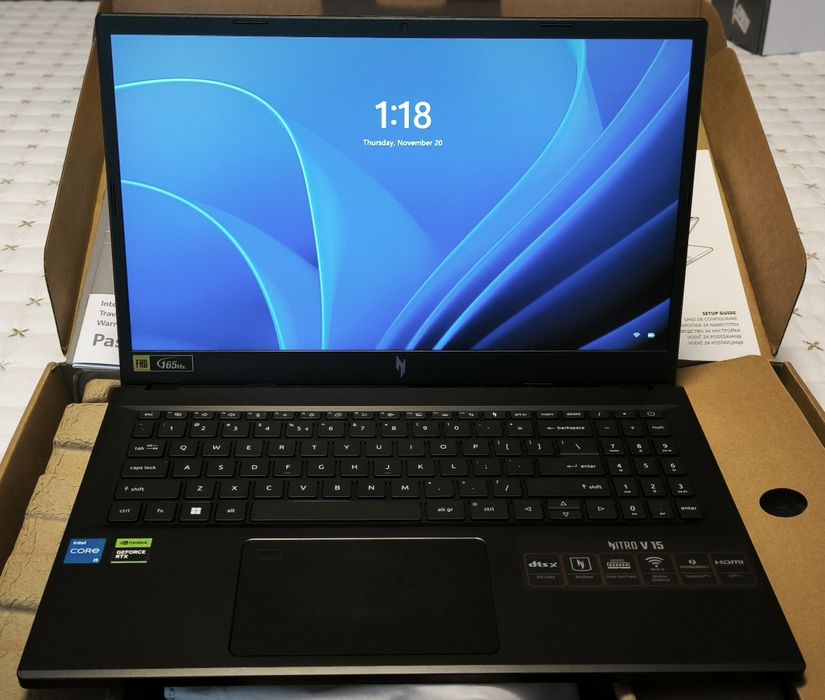 Acer Nitro, i5-13420H, 165Hz, 16GB DDR5, 512GB SSD, 4050 6GB, Гаранция