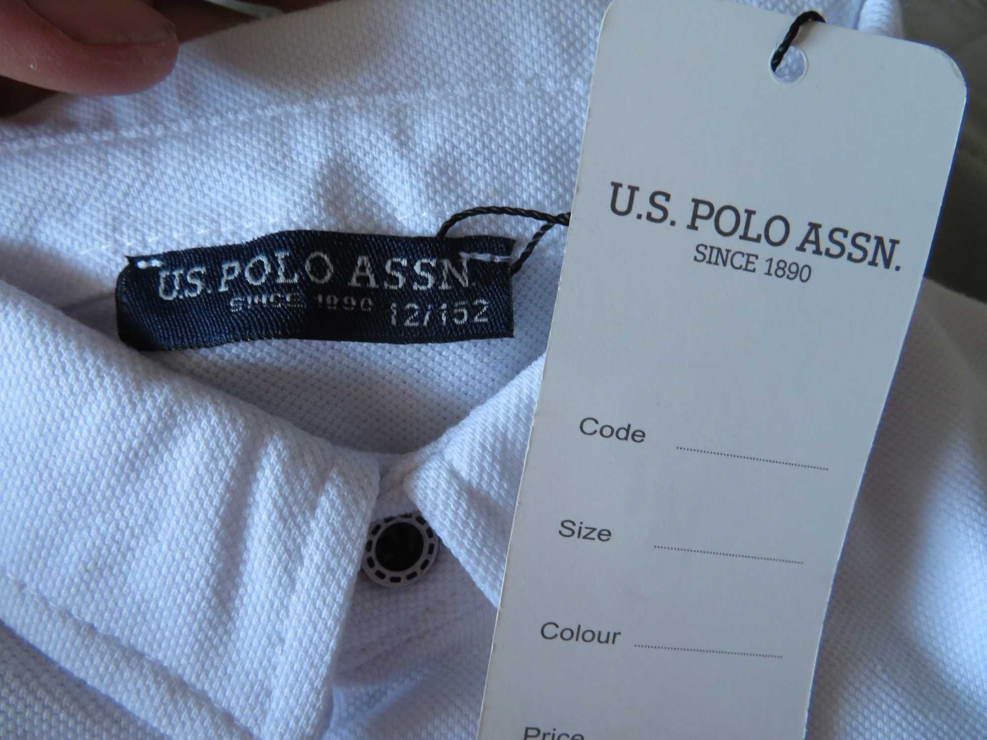 Чисто нова бяла тениска с яка U.S. Polo ASSN. за момче