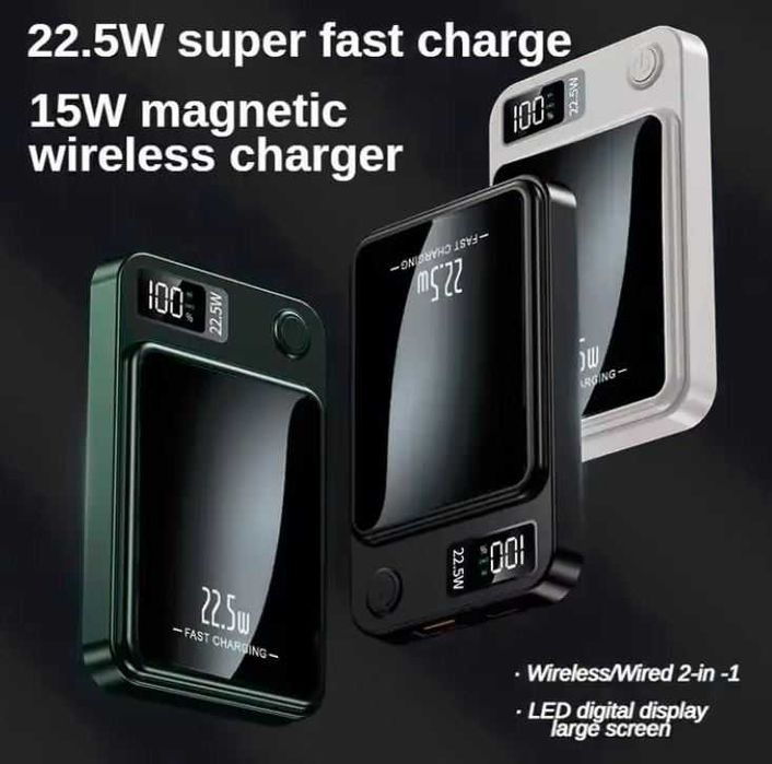 Baterie externa wireless 10.000 mAh, Încărcare Rapidă 22.5W