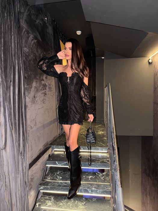 Черна дантелена рокля Helena