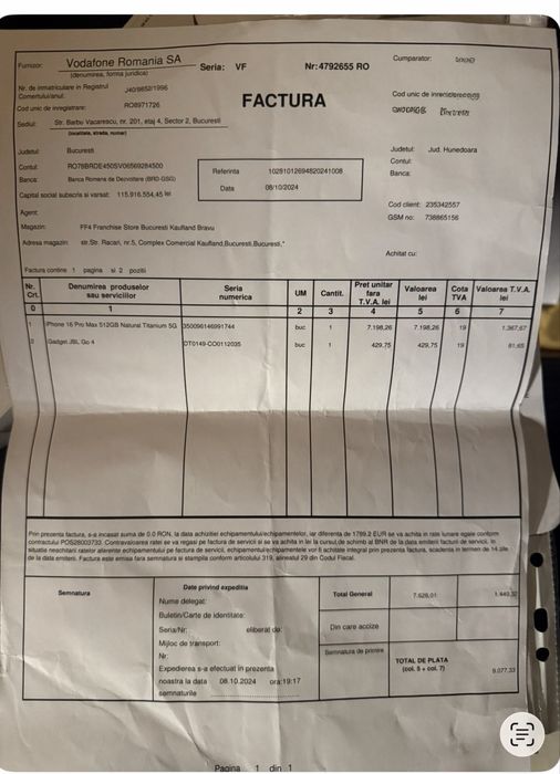 Iphone 16 pro max 512gb garantie, factura.