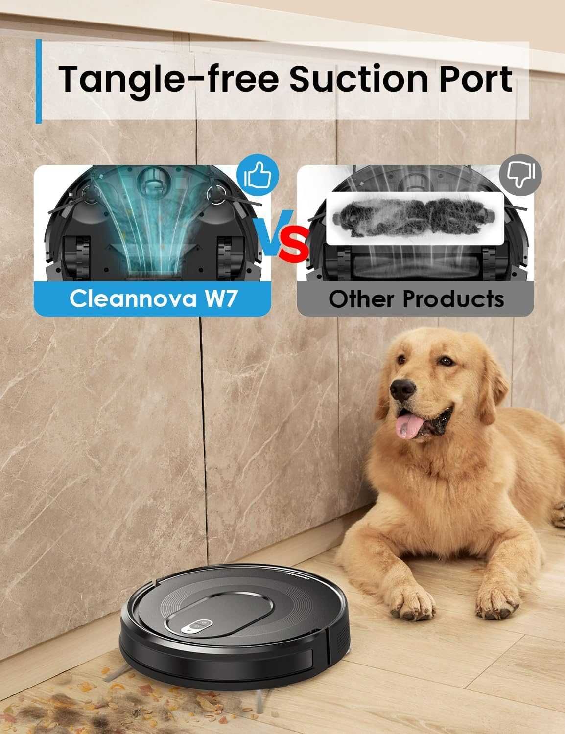 W7 Robot Vacuum, всмукателен порт за косми от домашни любимци