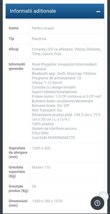 Banda de alergare Techfit Slim