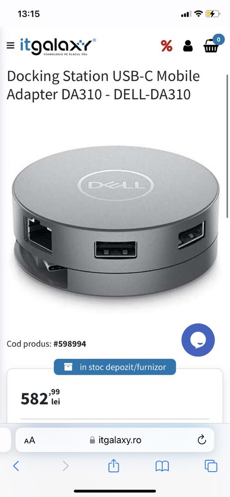 Docking station portabil Dell DA310 USB-C