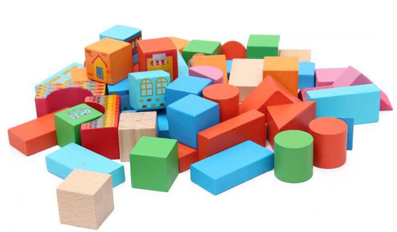 Дървен Конструктор 100 части Цветни Кубчета Строител Сортер